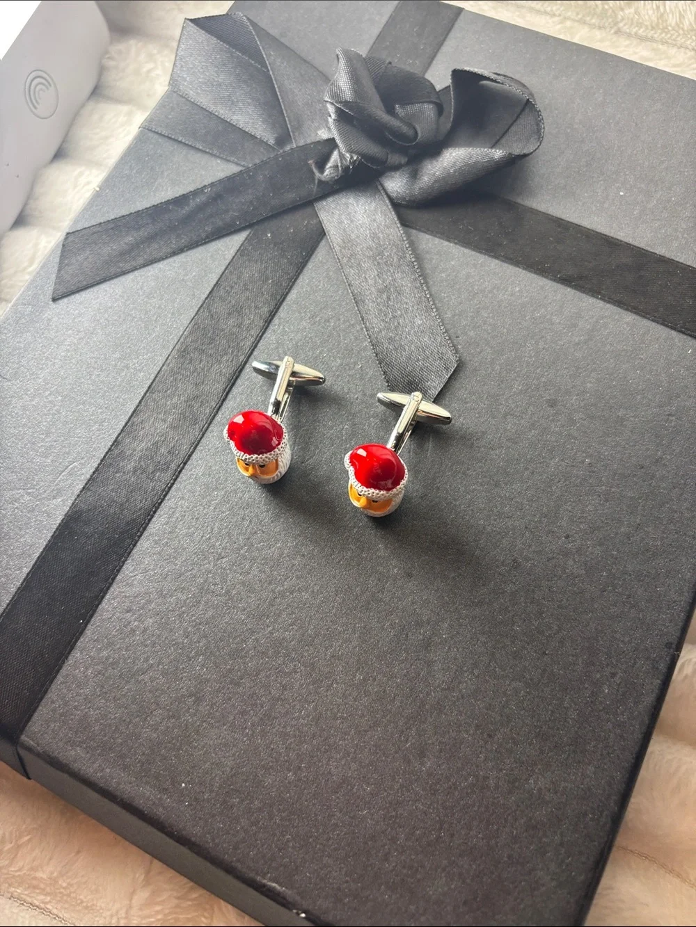 Santa Claus Cufflinks in Red and White